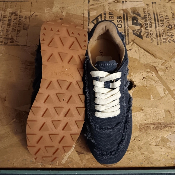 J/Slides Denim Distressed Sneakers.  True dark denim blue. Size 6B USA. EUC. - Picture 4 of 5